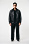 Men's Oversize Unisex Leather Jacket with Fur Inside - 4