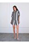 Women's Navy Blue Shirt Shorts Set Ethnic Patterned Lace-Up Waist Short Sleeve - 2