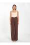 Women's Beige U-Neck Thin Strap Plain Patterned Fitted Summer Tank Top - 3