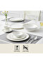 ZAYA 32 Pc New Bone China Dinner Set for 6 Persons – White Embossed Ornamental Design - 3