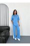 Modal Striped Slit Detailed Trousers T-Shirt Set - 4
