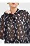 Women's Black Spotted Patterned Transparent Long Sleeve Buttoned Shirt - 6