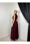 Women's Mürdüm Jumpsuit with High Collar, Zipper, Gathered Waist, Wide Legs, Long - 4