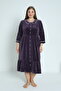 Women's Plus Size Cotton Buttoned Dress / Purple 3917 - 3