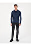 Indigo Slim Fit Cotton Blend Polo Collar Knit Sweater 50318712-Vr028 - 4