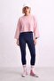 Women's Crew Neck Oversize Short Swaetshirt - Powder Pink - 3