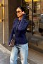 Women's Navy Blue Crew Neck Buttoned Ultra Soft Knitwear Sweater - 4