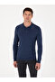 Indigo Slim Fit Cotton Blend Polo Collar Knit Sweater 50318712-Vr028