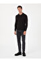 Black Slim Fit Cotton Blend Polo Collar Knit Sweater 50318712-Vr046 - 4
