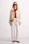 Women's Stand Collar Pocket Jacket - Stone - 2