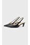 Leather Kitten Slingback Pumps - 2