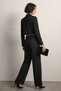 Women's Fabric Trousers with Waist Belt - Black - 3