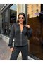 Women's Black Waist Tie Detailed Zippered Top and Bottom Set - 6