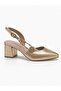Women's Classic Buckle Pointed Toe Low Thick Heeled Shoes-Gold