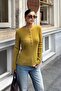 Women's Oil Green Crew Neck Buttoned Ultra Soft Knitwear Sweater - 6