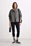 Women's Stand Collar Epaulet Short Jacket - Anthracite - 2