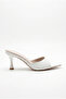 Women's White Patent Leather Open-Toe Thin Heeled Slippers 50021013 - 2