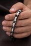 Men's Steel Bracelet Black Steel Color Zircon Stone Screw Model Steel Men's Bracelet - 5