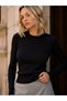 Crew Neck Hairnet Patterned Slim Fit Long Sleeve Thin Knitwear Sweater Aw26Kz00035