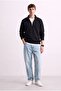 Men's Half-Zip Stand Collar Sweatshirt - Black - 2