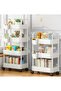 4-Tier Rolling Utility Cart with Wheels, Detachable Utility Storage Cart with Handle and Lockable Casters, Multi-Functional Storage Trolley for Office, Kitchen,Bathroom(White, 4-Tier) - 7
