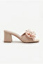 Women's Powder Bow Detailed Thick Heeled Slippers 50021014 - 4