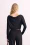 Women's Boat Neck Long Sleeve Blouse - Black - 3