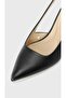 Leather Kitten Slingback Pumps - 5
