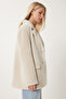 Double-Breasted Collar Long Faux Fur Jacket 24K54480 Lfn0072 Bone - 4