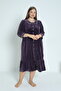 Women's Plus Size Cotton Buttoned Dress / Purple 3917 - 2