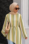 Vertical Stripe Detailed Asymmetrical Tunic Tsd260276 Green - 2
