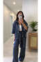 Wolken Navy Blue Studded Shirt and Pants Set - 6