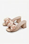 Women's Powder Bow Detailed Thick Heeled Slippers 50021014 - 2