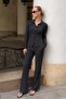 Anthracite Ribbed Polo Collar Buttoned Knitwear Women's Set Mg2802 - 4