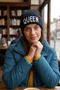 Unisex King & Queen Written Embroidered Black Winter Beanie - 3