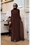 Chiffon Detailed Spring Dress - Bitter Brown - 4