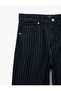 Regular Waist Five-Pocket Straight-Leg Cotton Baggy Cut Striped Denim Trousers - Baggy Jeans - 7