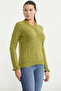 Pearl Button Detailed Motif Knitwear Sweater - Green - 4