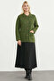 Thick Textured Wool Knitwear Jacket - Khaki