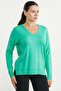 V-Neck Basic Knit Sweater - Green - 4