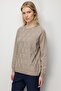 Women's Crew Neck Diamond Pattern Knit Sweater Mink - 3