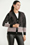 Oversize Patterned Knitwear Cardigan - Black - 5