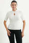 Drop Collar Short Sleeve Knitwear Sweater - Bone