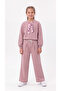 Top Collar Full Pleated 3 Thread Fabric Girls' Bottom and Top Tracksuit Set - 4