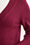 Oversize Buttoned Knitwear Cardigan with Pockets - Claret Red - 3