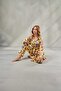 Women's Floral Patterned Satin Kimono Pajama Set with Belted Pocketed Dowry Bag, Verbena & Belted Pocketed Dowry Bag, Valentine's Day, New Year's Gift - 2