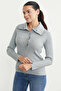 Full Fisherman Buttoned Knit Sweater - Light Gray - 3