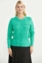 Perforated Motif Buttoned Knitwear Sweater - Green