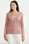 V-Neck Basic Knitwear Cardigan with Pockets - Rose - 3