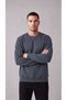 Men's Smoked Crew Neck Sweatshirt 3 Yarn Soft Fabric - 5
